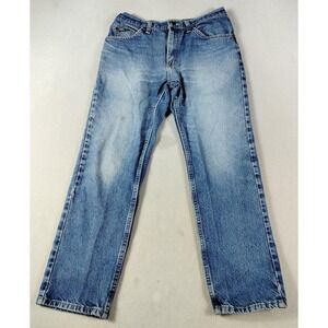 Lee Regular Fit Jeans Mens 33 Blue Straight Leg Denim Workwear Casual Distressed